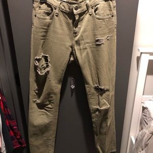 Green boyfriend ripped jeans